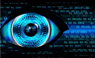 güvenlik siber konsepti göz, soyut yüksek hızlı dijital internet bağlantısı tasarımı