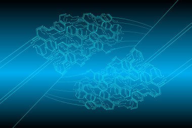 Siber güvenlik kavramı arka plan, dijital soyut vektör çizimi