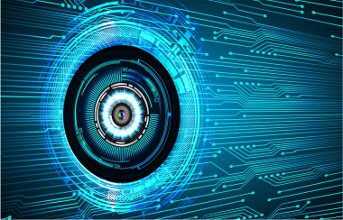 Mavi göz siber devre gelecekteki teknoloji konsepti