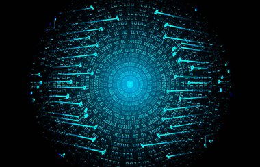 Mavi göz siber devre gelecekteki teknoloji konsepti