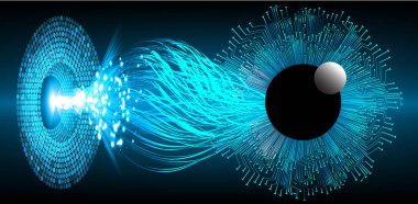 Mavi göz siber devre gelecekteki teknoloji konsepti