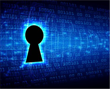 anahtar deliğine sahip siber güvenlik kavramı, soyut yüksek hızlı dijital internet bağlantı tasarımı