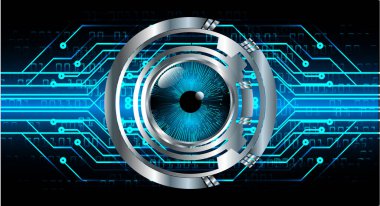 Mavi göz siber devre gelecekteki teknoloji konsepti