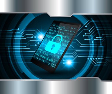 cep telefonu, güvenlik konsepti, dijital ve siber güvenlik konusunda kapalı asma kilit