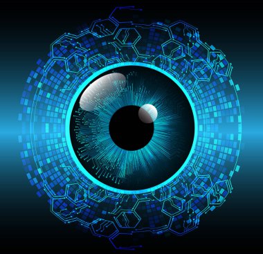 güvenlik siber konsepti göz, soyut yüksek hızlı dijital internet bağlantısı tasarımı