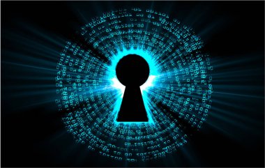 anahtar deliğine sahip siber güvenlik kavramı, soyut yüksek hızlı dijital internet bağlantı tasarımı