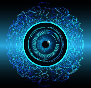 güvenlik siber konsepti göz, soyut yüksek hızlı dijital internet bağlantısı tasarımı