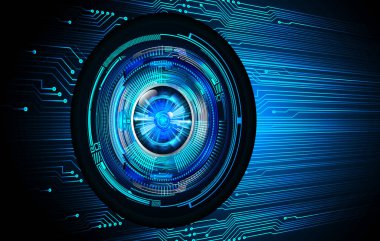 Mavi göz siber devre gelecekteki teknoloji konsepti