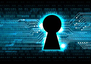 anahtar deliğine sahip siber güvenlik kavramı, soyut yüksek hızlı dijital internet bağlantı tasarımı