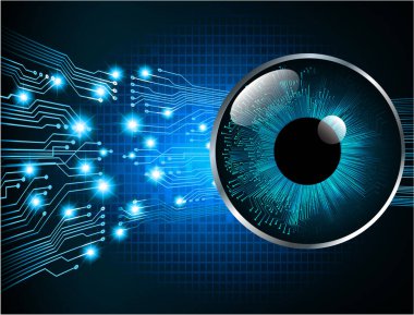 güvenlik siber konsepti göz, soyut yüksek hızlı dijital internet bağlantısı tasarımı