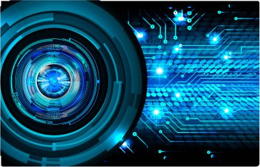 Mavi göz siber devre gelecekteki teknoloji konsepti