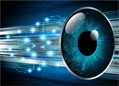 Mavi göz siber devre gelecekteki teknoloji konsepti
