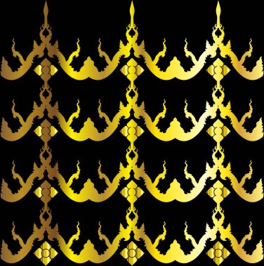 Altın gümüşü Tayland çatı ikonu, logo sembolü soyut tasarım, Tayland sanat dekorasyonu elementi. Vektör illüstrasyonu