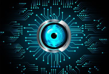 Mavi göz siber devre gelecekteki teknoloji konsepti