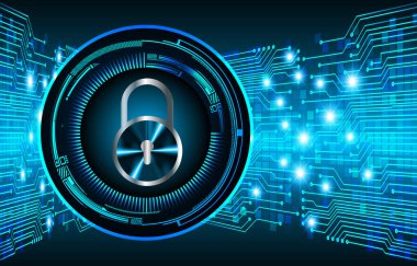 Siber Güvenlik Konsepti. Sayısal Arkaplanda Kapatılmış Asma Kilit 