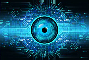 güvenlik siber konsepti göz, soyut yüksek hızlı dijital internet bağlantısı tasarımı
