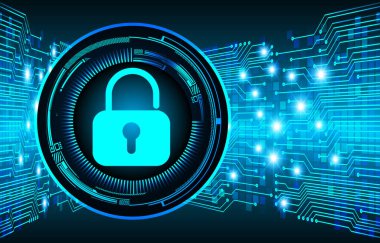 Siber Güvenlik Konsepti. Sayısal Arkaplanda Kapatılmış Asma Kilit 