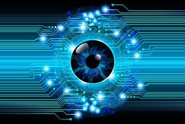 Mavi göz siber devre gelecekteki teknoloji konsepti