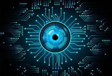 Mavi göz siber devre gelecekteki teknoloji konsepti