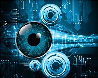 güvenlik siber konsepti göz, soyut yüksek hızlı dijital internet bağlantısı tasarımı