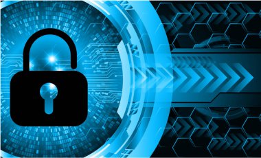 Kilitli siber güvenlik kavramı, soyut yüksek hızlı dijital internet bağlantısı tasarımı