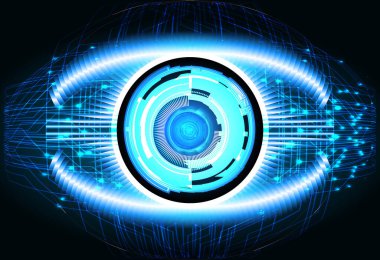 Mavi göz siber devre gelecekteki teknoloji konsepti