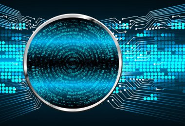 Siber güvenlik teknolojisi, bilgi siber güvenlik kavramı için soyut bir geçmiş. Vektör illüstrasyonu.