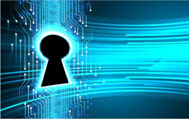 anahtar deliğine sahip siber güvenlik kavramı, soyut yüksek hızlı dijital internet bağlantı tasarımı