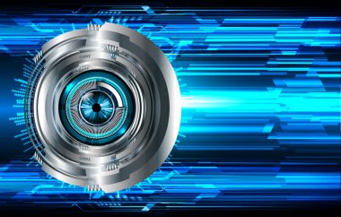 Mavi göz siber devre gelecekteki teknoloji konsepti