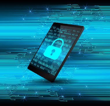 cep telefonu, güvenlik konsepti, dijital ve siber güvenlik konusunda kapalı asma kilit
