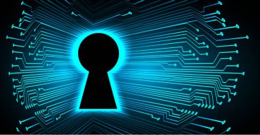 Kilitli siber güvenlik kavramı, soyut yüksek hızlı dijital internet bağlantısı tasarımı