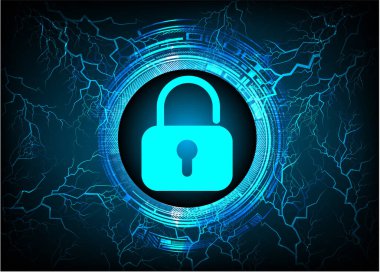 Siber Güvenlik Konsepti. Sayısal Arkaplanda Kapatılmış Asma Kilit 