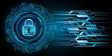 Kilitli siber güvenlik kavramı, soyut yüksek hızlı dijital internet bağlantısı tasarımı