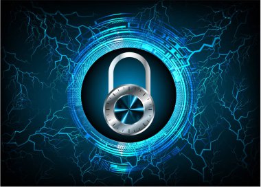 Siber Güvenlik Konsepti. Sayısal Arkaplanda Kapatılmış Asma Kilit 