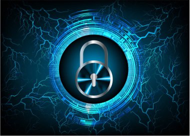Siber Güvenlik Konsepti. Sayısal Arkaplanda Kapatılmış Asma Kilit 