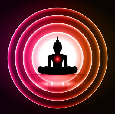 Buda silueti, soyut tasarım içeren konsept arkaplan