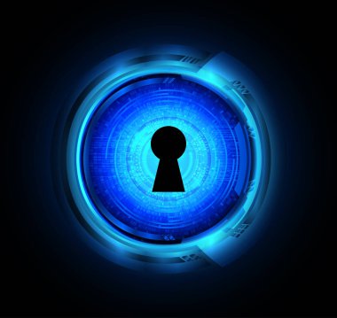 anahtar deliğine sahip siber güvenlik kavramı, soyut yüksek hızlı dijital internet bağlantı tasarımı