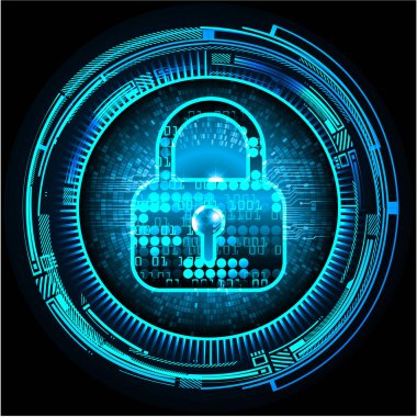 Siber Güvenlik Konsepti. Sayısal Arkaplanda Kapatılmış Asma Kilit 