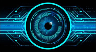 Mavi göz siber devre gelecekteki teknoloji konsepti