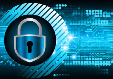 Kilitli siber güvenlik kavramı, soyut yüksek hızlı dijital internet bağlantısı tasarımı