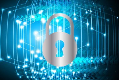 Dijital arkaplanda soyut yüksek hız ve siber güvenlik tasarımı