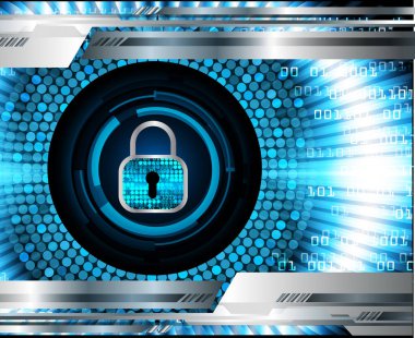 Kilitli siber güvenlik kavramı, soyut yüksek hızlı dijital internet bağlantısı tasarımı