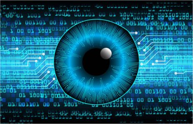 güvenlik siber konsepti göz, soyut yüksek hızlı dijital internet bağlantısı tasarımı