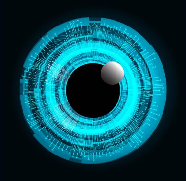 Mavi göz siber devre gelecekteki teknoloji konsepti