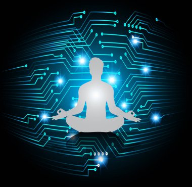 Adam koyu siyah soyut arka plan, yoga üzerine meditasyon yapıyor. - Ray. Işın. Budist Hindu meditasyonu.