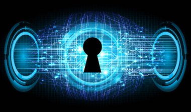 anahtar deliğine sahip siber güvenlik kavramı, soyut yüksek hızlı dijital internet bağlantı tasarımı