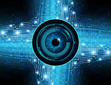 Mavi göz siber devre gelecekteki teknoloji konsepti