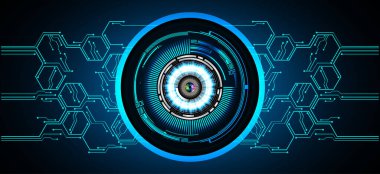 Mavi göz siber devre gelecekteki teknoloji konsepti