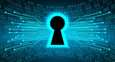 anahtar deliğine sahip siber güvenlik kavramı, soyut yüksek hızlı dijital internet bağlantı tasarımı