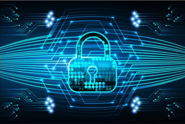 Kilitli güvenlik kavramı, soyut yüksek hızlı dijital internet bağlantısı tasarımı
